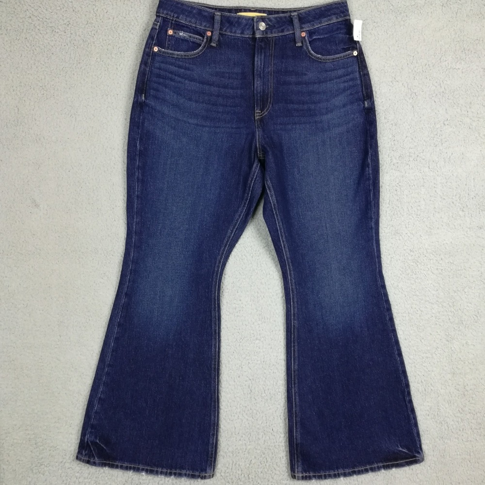 Maurices Womens Jeans 90's Flare High Rise Blue Denim Dark Wash Short 12S New